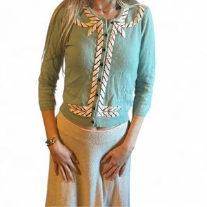 Dainty Holiday party cashmere blend vintage Cottagecore cardigan sweater XXS